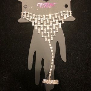 Bracelet with a Ring made of Rhinestone.